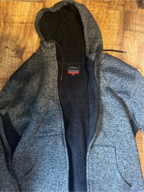burnside Men's Charcoal Grey Sherpa-Lined Zip Hoodie